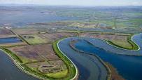 Aerial view of large estuary 